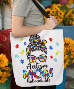 Autism Mom Unbreakable All Over Print Tote Bag - Shoulder Bag - Mother's Day Autism Gift