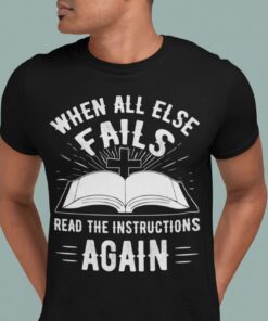 Alternative view of When All Else Fails Read The Instructions Again Christian Cross T-shirt - Jesus Shirt For Men