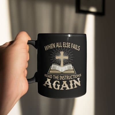Alternative view of When All Else Fails Read The Instructions Again Christian Cross Coffee Mug - Jesus Travel Bottle