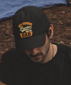My Fishing Buddies Call Me Dad Twill Cap – High-Profile Snapback Hat – Trucker Hat