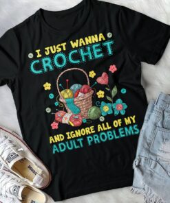 Alternative view of I Just Wanna Crochet And Ignore All Of My Adult Problems Funny T-Shirt - Sewing Lover V-Neck - Funny Quilter Gifts