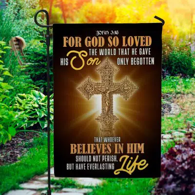 John 3:16 Bible Verse Scripture Christian Decorative Garden Flag - House Flag - Wall Flag