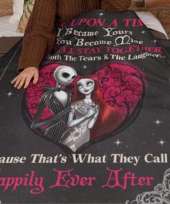 Alternative view of Once Upon A Time I Became Yours and You Became Mine Jack & Sally Halloween Couple Throw Blanket - Nightmare Before Christmas Blanket