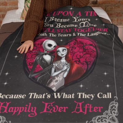 Alternative view of Once Upon A Time I Became Yours and You Became Mine Jack & Sally Halloween Couple Throw Blanket - Nightmare Before Christmas Blanket
