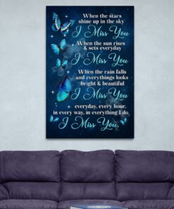 Alternative view of When the Star Shine up In the Sky I Miss You Framed Canvas Prints - Memorial Butterfly Unframed Poster -  Motivation Quotes Wall Art