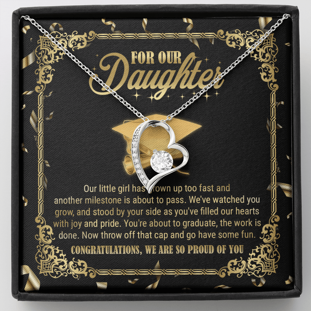 For Our Daughter Our Little Girl Has Grown Up Too Fast And Another Milestone Forever Love Heart Pendant Necklace - Forever Love Necklace (14K White Gold)