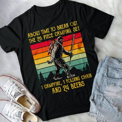 Alternative view of About Time To Break Out The 26 Piece Camping Set 1 Campfire Funny Bigfoot Camping T-Shirt