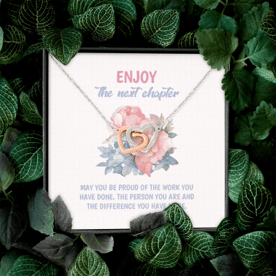 Alternative view of Enjoy the Next Chapter May You Be Proud of the Work You Have Done Interlocking Hearts Pendant Necklace - Graduation Gift