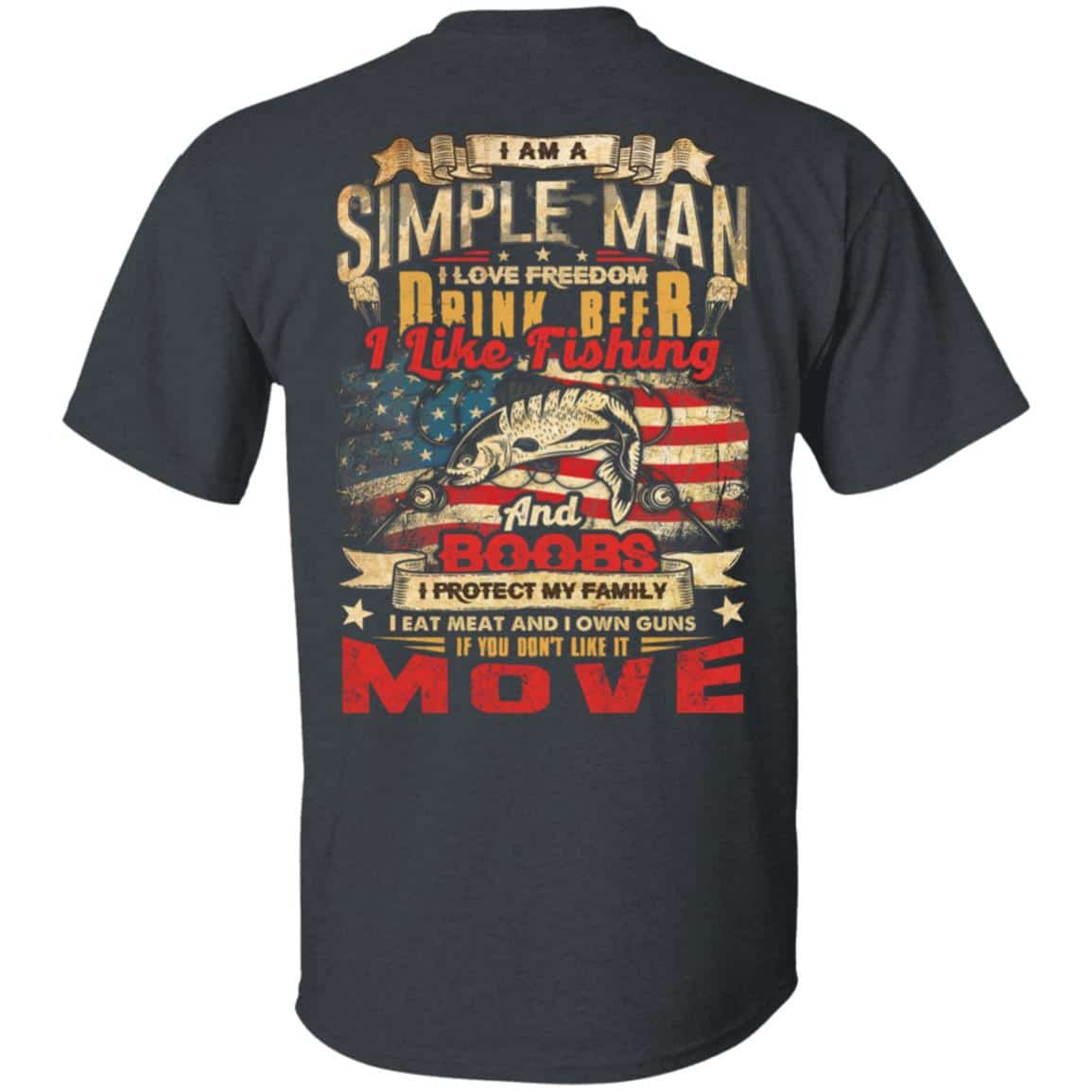 1VT. I Am A Simple Man I Like Fishing, Dark Heather,