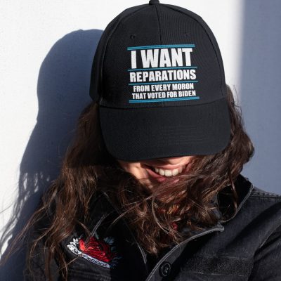 Alternative view of I Want Reparations from Every Moron That Voted for Biden Twill Cap - High-Profile Snapback Hat - Trucker Hat