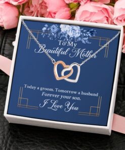 From Groom To My Beautiful Mother Today A Groom Tomorrow A Husband Forever Your Son Interlocking Hearts Pendant Necklace