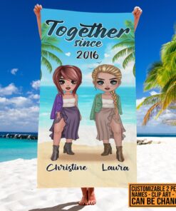 Alternative view of Together Since Best Friend Custom Towel - Best Friends Beach Towel for Besties - Custom Best Friend Sister Towel for Women Girl