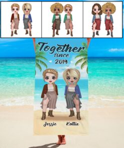 Together Since Best Friend Custom Towel - Best Friends Beach Towel for Besties - Custom Best Friend Sister Towel for Women Girl