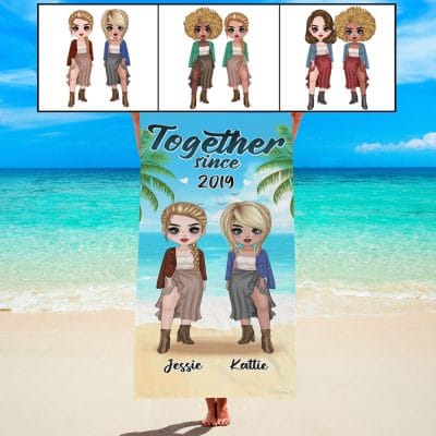 Together Since Best Friend Custom Towel - Best Friends Beach Towel for Besties - Custom Best Friend Sister Towel for Women Girl