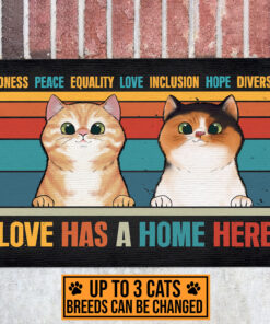Alternative view of Personalized Cat Breeds Love Has A Home Here Kindness Peace Quality House Doormat - Outdoor Indoor Mat Decor