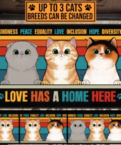 Personalized Cat Breeds Love Has A Home Here Kindness Peace Quality House Doormat - Outdoor Indoor Mat Decor