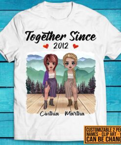 Together Since Best Friend Custom Shirt - Best Friends T-Shirt for Besties - Custom Best Friend Sister Shirt for Women Girl