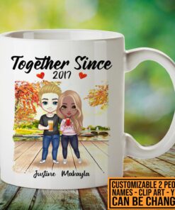 Together Since Couple Standing Custom Mug - Valentines Day Coffee Mug for Couples - Couples Mug for Her and Him. Personalized Mugs for Couples