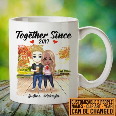 Together Since Couple Standing Custom Mug - Valentines Day Coffee Mug for Couples - Couples Mug for Her and Him. Personalized Mugs for Couples