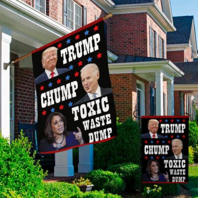 Alternative view of Trump Biden Chump Harris Toxic Waste Dump Garden Flag - House Flag - Wall Flag