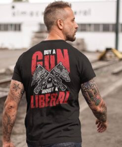 Alternative view of Buy A Gun Annoy A Liberal Print On Back T-Shirt Only - Anti Liberal Plain Front Shirt