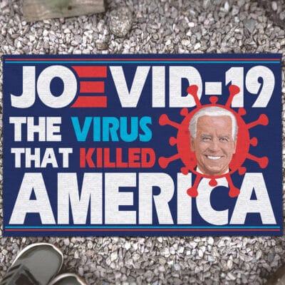 Joevid-19 The Virus That Killed America Funny Anti Biden Entrance Indoor Outdoor Decorative Doormat