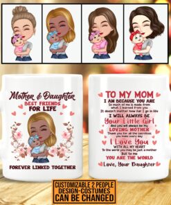 Mother And Daughter Best Friend For Life Mug - Accent Mug - Custom Clipart To My Mom Mug From Daughter Little Girl