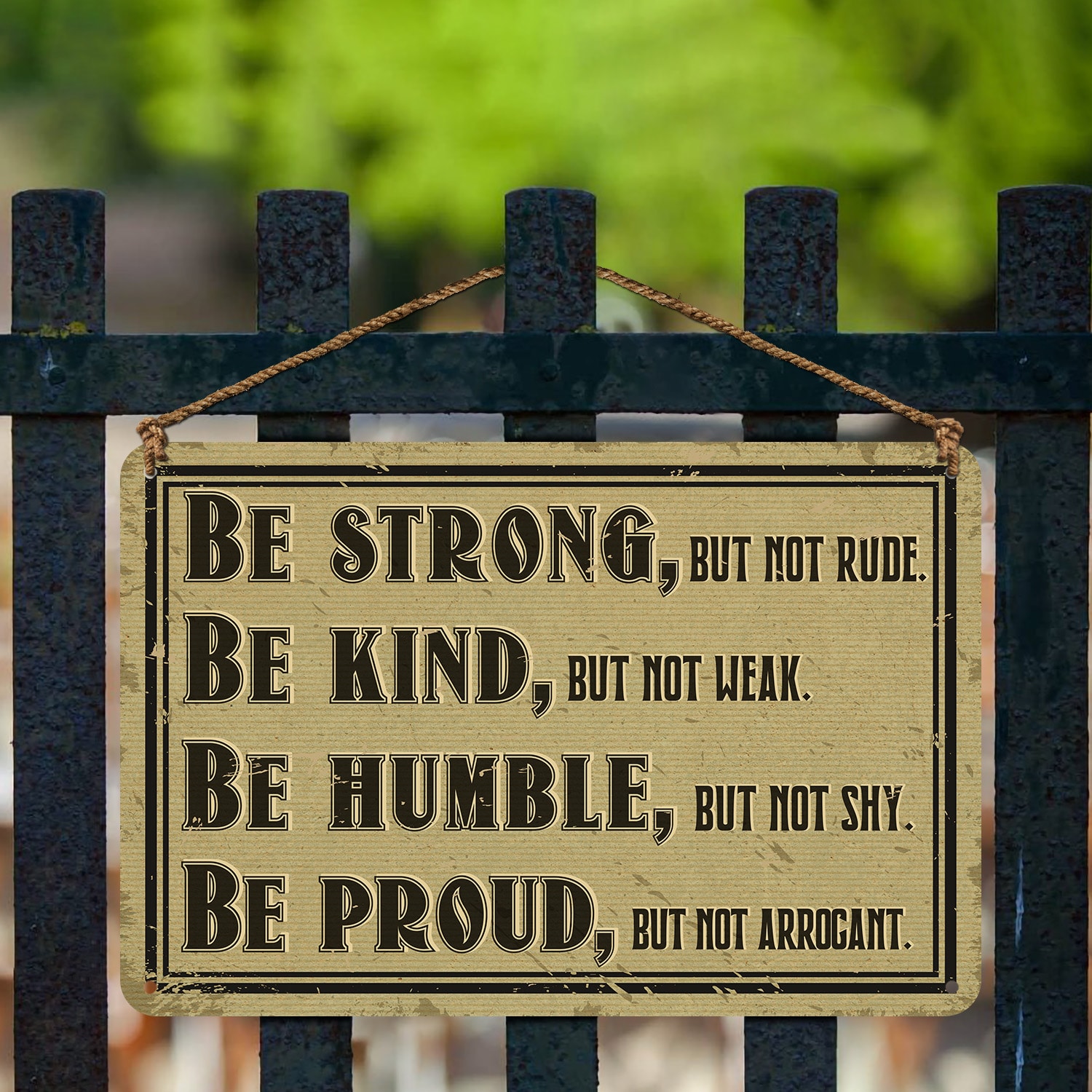 6. Be Strong Be Kind (metal sign) Metal Sign Mockup 3