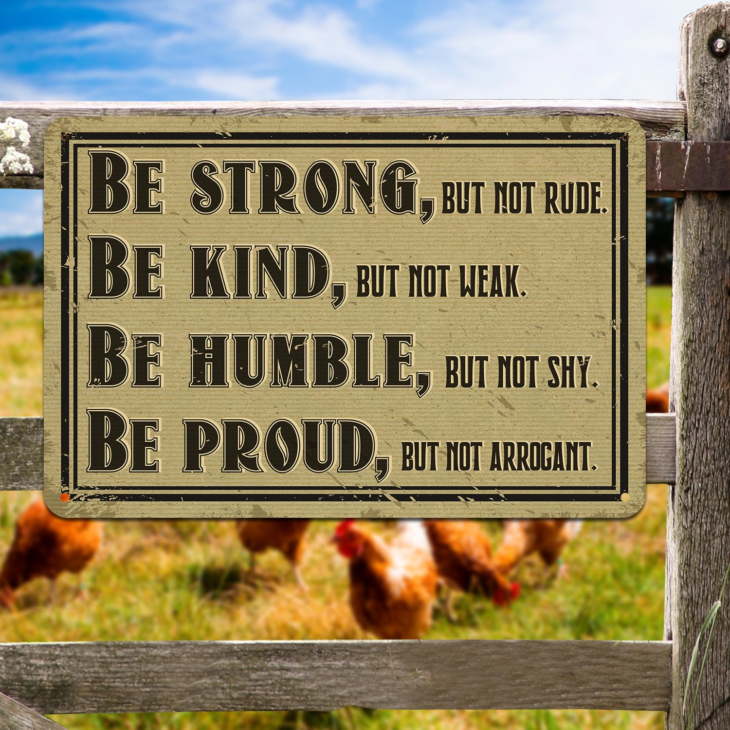 6. Be Strong Be Kind (metal sign) Metal Sign Mockup 5