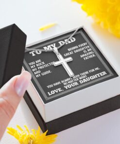 Alternative view of To My Dad Behind Every Great Daughter Is An Amazing Father Love Your Daughter Cross Pendant Necklace