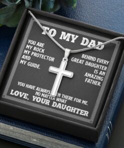 To My Dad Behind Every Great Daughter Is An Amazing Father Love Your Daughter Cross Pendant Necklace