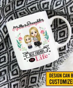 Mother and Daughter Best Friends For Life Personalized Clipart Mug - Mother's Day Accent Mug - Gift For Mom