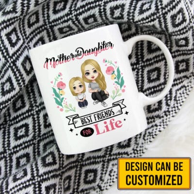 Mother and Daughter Best Friends For Life Personalized Clipart Mug - Mother's Day Accent Mug - Gift For Mom