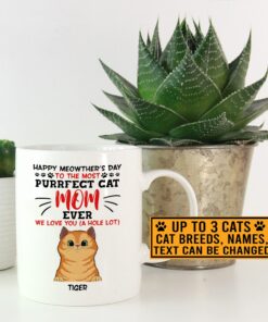 Alternative view of Personalized Cat Breeds Happy Meowther's Day To The Most Purrfect Cat Mom Ever Ceramic Coffee Mug - Water Bottle