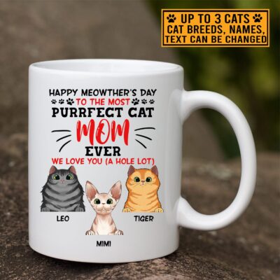 Personalized Cat Breeds Happy Meowther's Day To The Most Purrfect Cat Mom Ever Ceramic Coffee Mug - Water Bottle