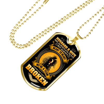 Husband And Wife Not Always Eye To Eye But We're A Team Couple Dog Tag Pendant Necklace