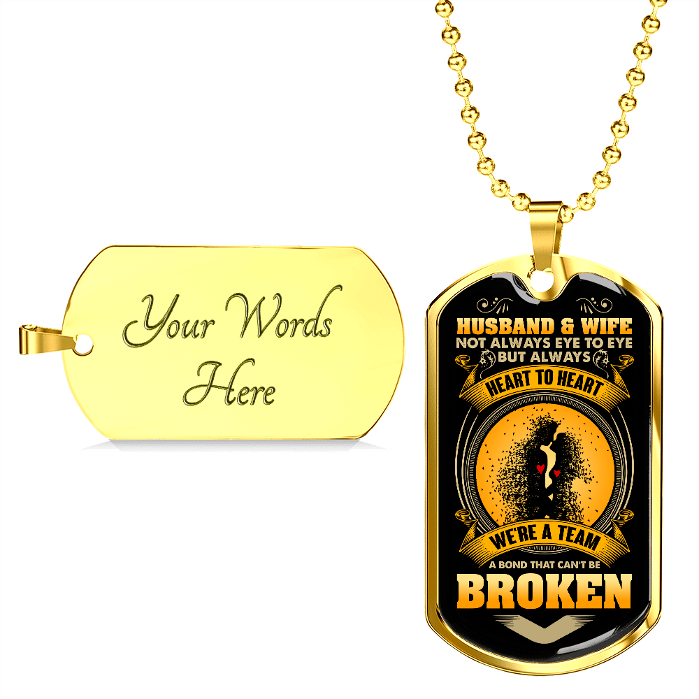 Husband And Wife Not Always Eye To Eye But We're A Team Couple Dog Tag Pendant Necklace