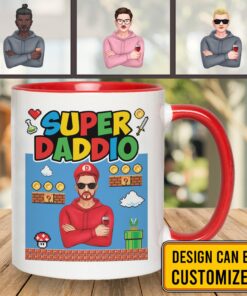 Super Daddio Gifts Funny Fathers Day Gifts Personalized Accent Mug - Ceramic Coffee Mug - Beer Stein - Water Bottle