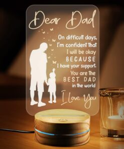 Dear Dad On Difficult Days I'm Confident That I Will Be Okay Night Light - Dad Night Light Gifts