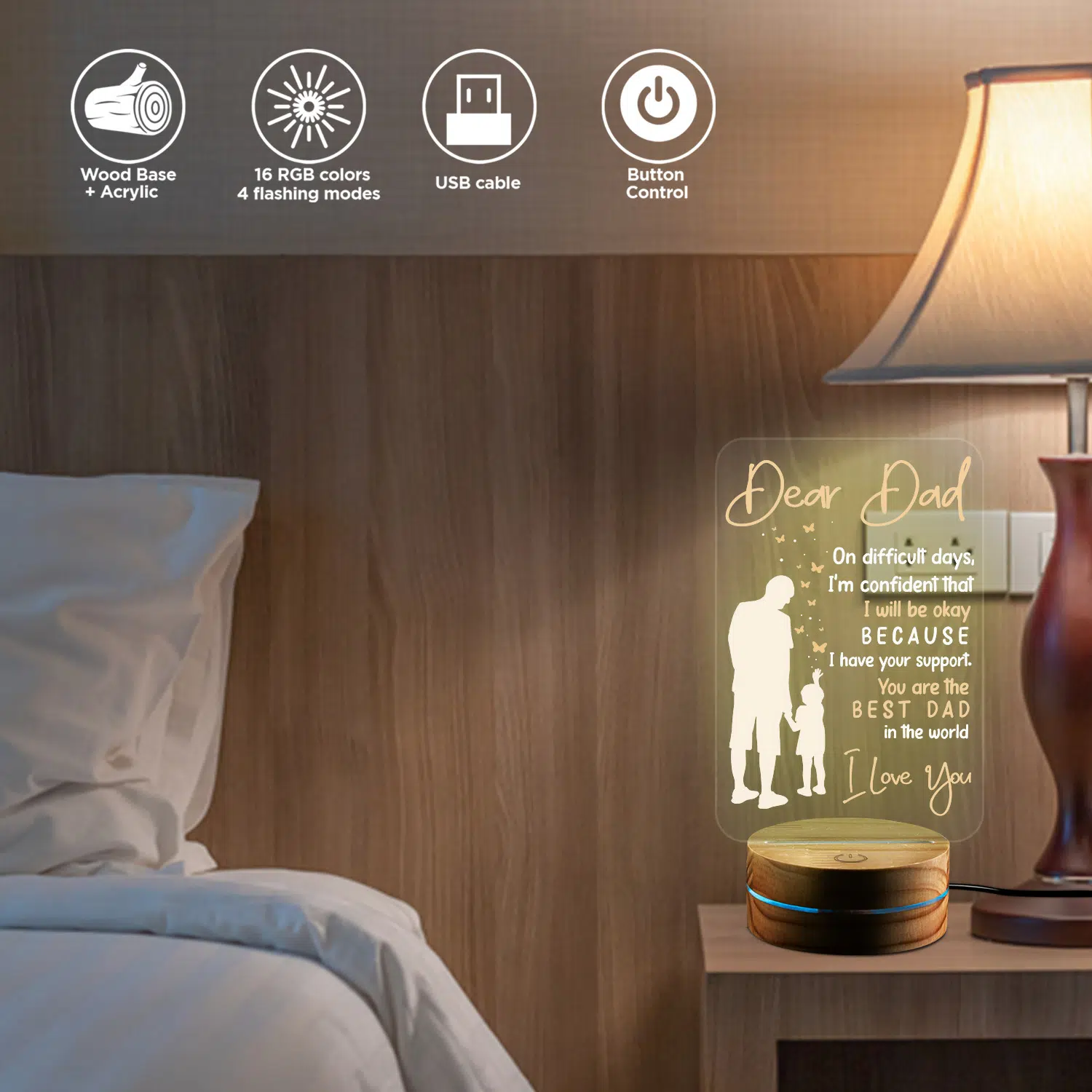 5VT. Dear Dad On Difficult Days night light mk2