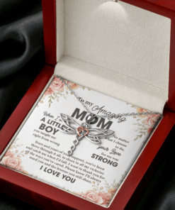 Alternative view of To My Amazing Mom When I Was a Little Boy You Taught Me Right from Wrong I Love You Love Knot Necklace - Gift for Mom from Son