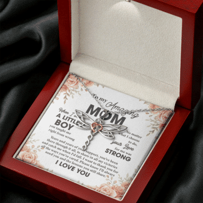Alternative view of To My Amazing Mom When I Was a Little Boy You Taught Me Right from Wrong I Love You Love Knot Necklace - Gift for Mom from Son
