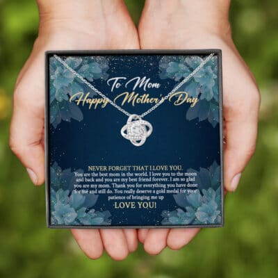 Alternative view of To Mom Happy Mother's Day Never Forget That I Love You Love Knot Jewelry Necklace