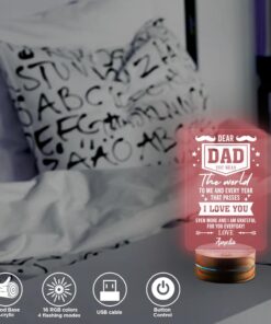Alternative view of Personalized Fathers Day Gifts Dear Dad You Mean The World To Me Led Night Light Multi Color - Bedroom Decor