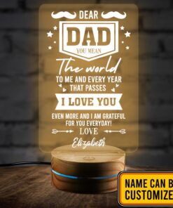 Personalized Fathers Day Gifts Dear Dad You Mean The World To Me Led Night Light Multi Color - Bedroom Decor