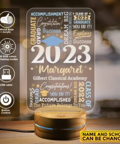 Personalized Name Class of 2023 Graduation Night Light - Graduation gifts for Her Him - Senior 2023 Customized Clipart Gifts