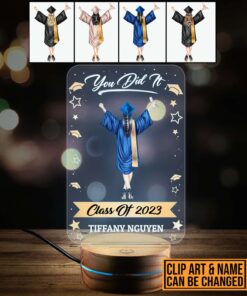Personalized Class of 2023 Graduation Gifts - Graduation gifts for Her Him - Senior 2023 Customized Clipart Night Light