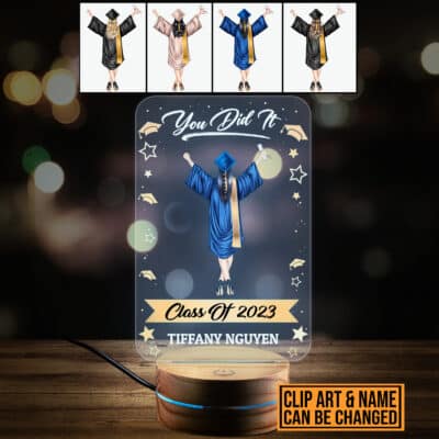 Personalized Class of 2023 Graduation Gifts - Graduation gifts for Her Him - Senior 2023 Customized Clipart Night Light