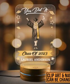 Alternative view of Personalized Class of 2023 Graduation Gifts - Graduation gifts for Her Him - Senior 2023 Customized Clipart Night Light