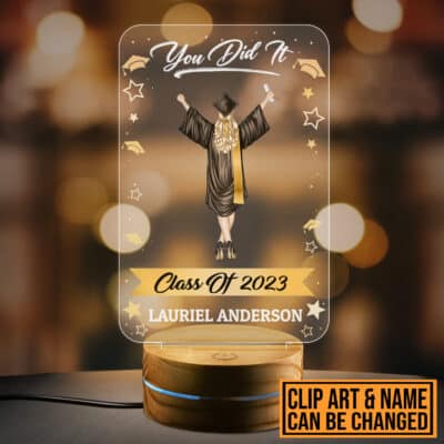 Alternative view of Personalized Class of 2023 Graduation Gifts - Graduation gifts for Her Him - Senior 2023 Customized Clipart Night Light